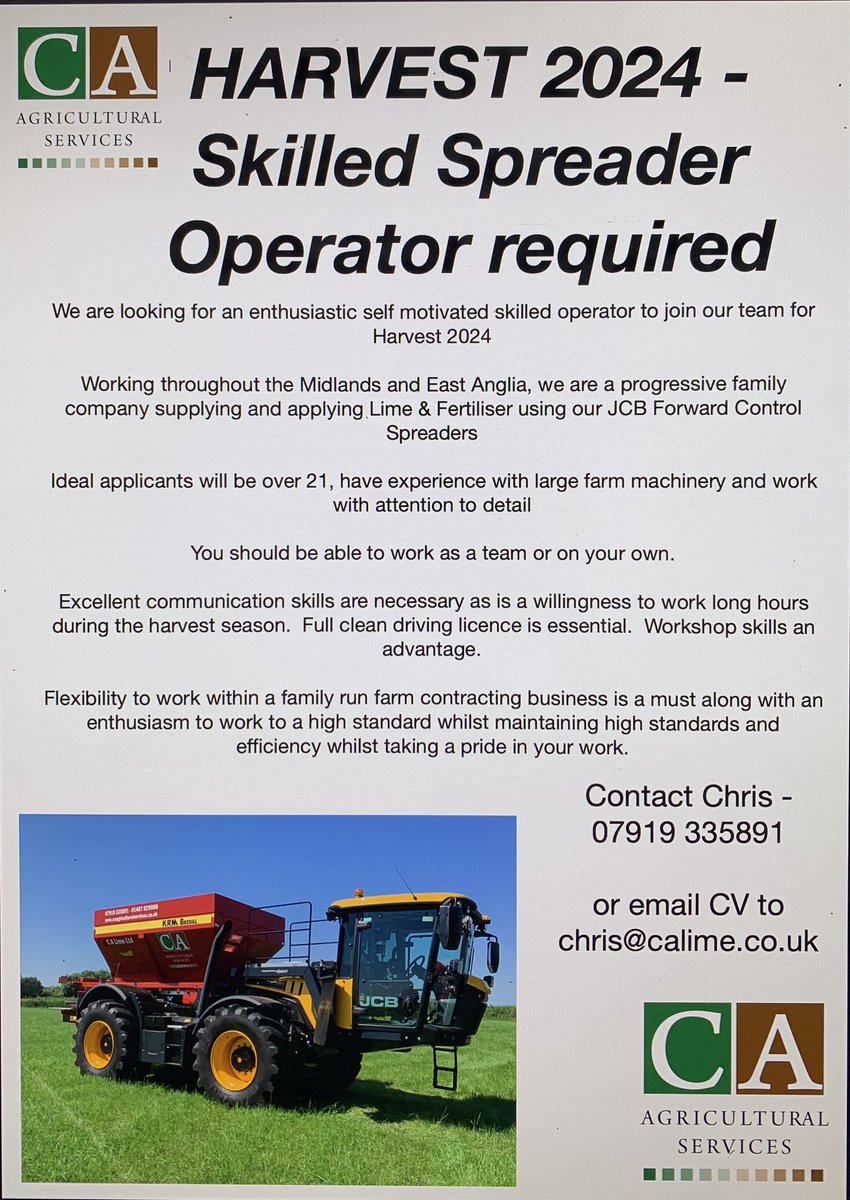 Looking for harvest staff 🚜🚜