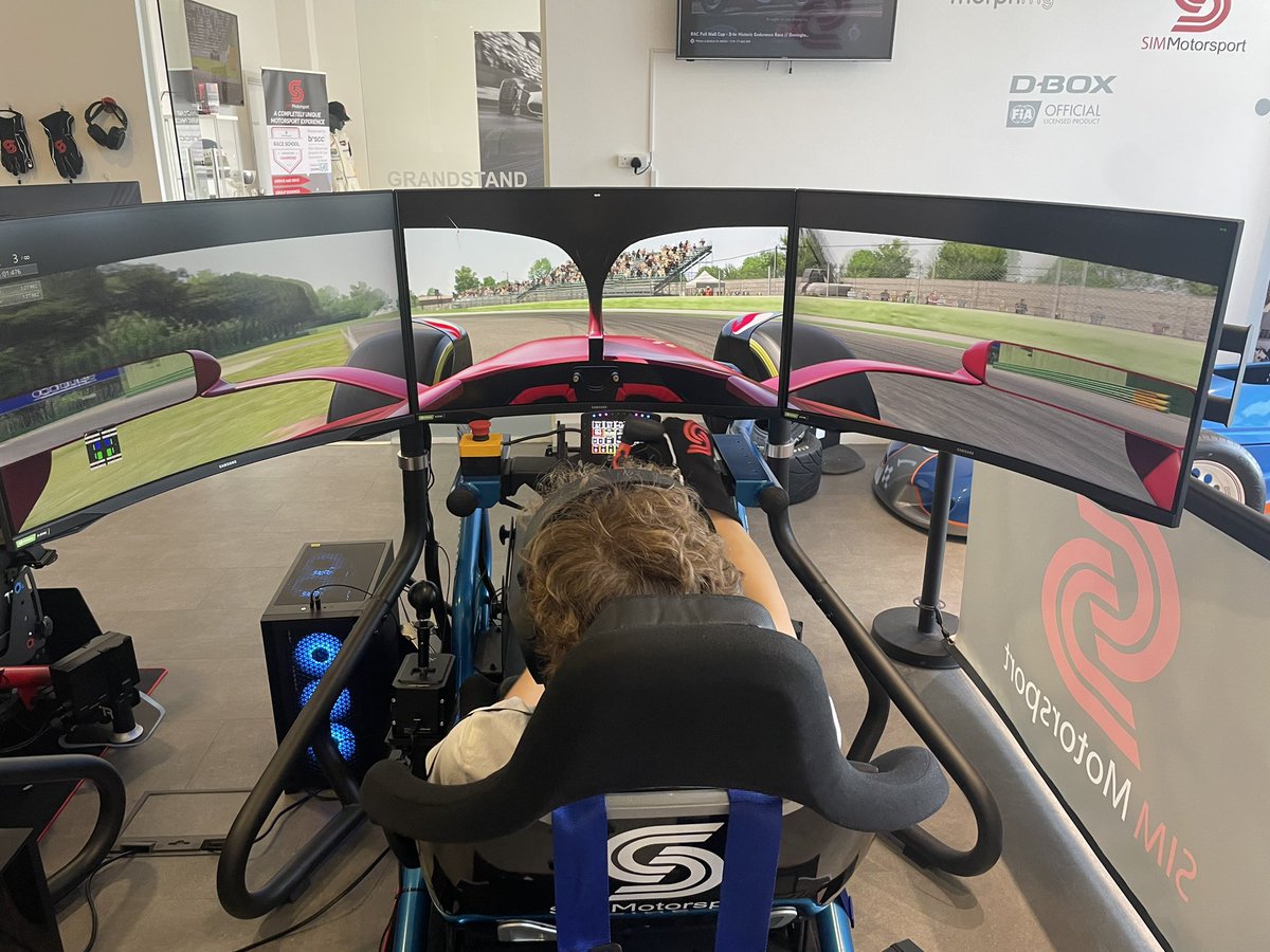 GlenDoc's tweet photo. A belated 18th birthday present of Sim racing for the youngest @SimMotorsportUK  
He drove F4, F2 and a Ferrari round Imola! The boy done good! https://t.co/HQKJPQNlUX