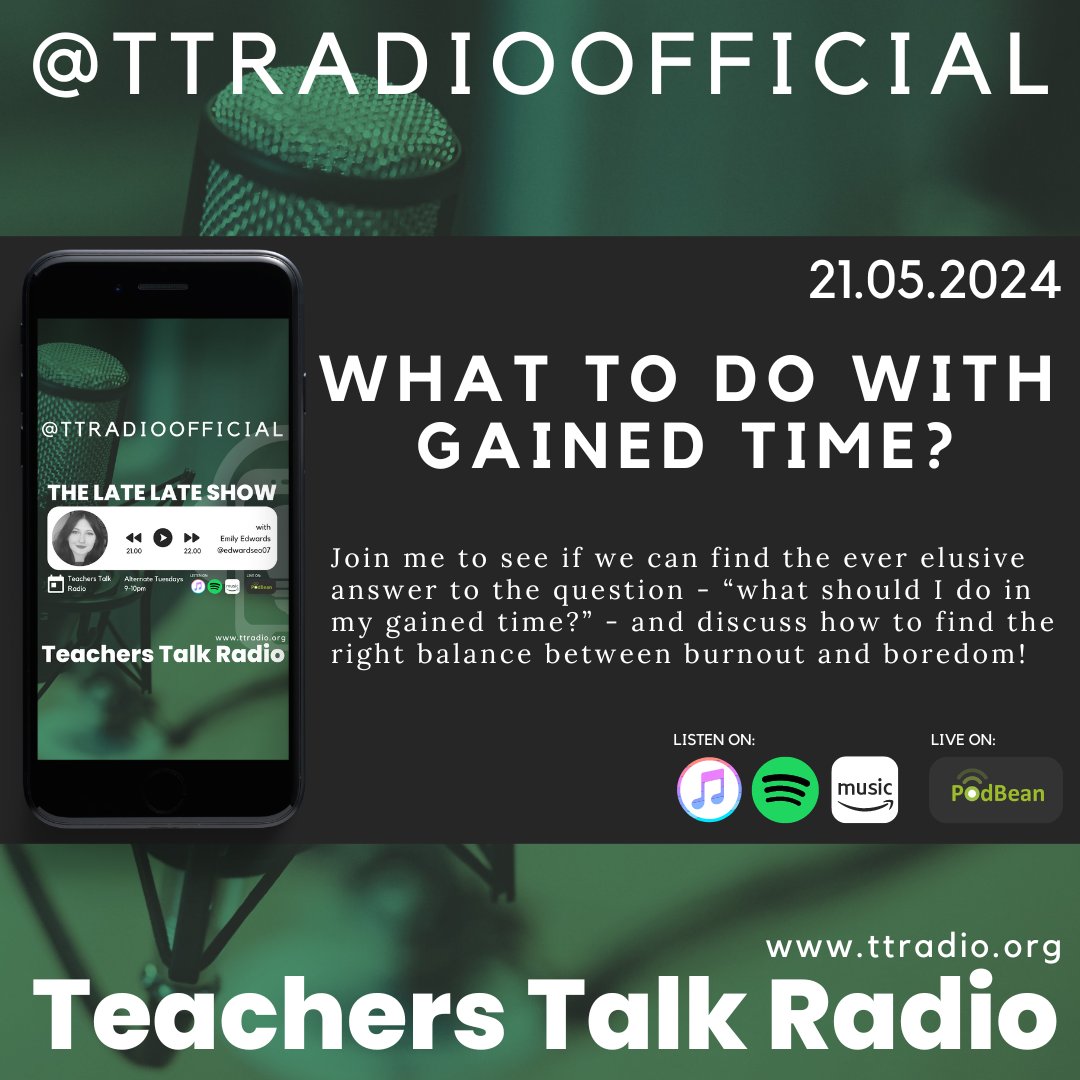 edwardseo07's tweet photo. With Year 11s and Year 13s heading off on study leave, what should we do with this precious extra time? Join me on Tuesday 21st May at 8:30pm to discuss some ideas! @TTRadioOfficial https://t.co/5cxlQQcysW
