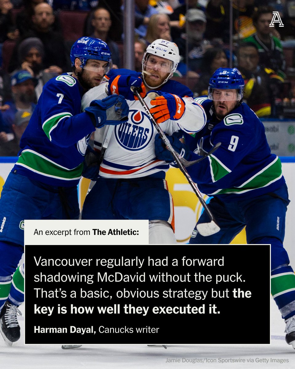 The Oilers will only go as far as Connor McDavid can take them. And on Thursday against Vancouver, he took them nowhere. @harmandayal2 on how the Canucks shut him down in Game 5 and how they can do it again: nytimes.com/athletic/55006…