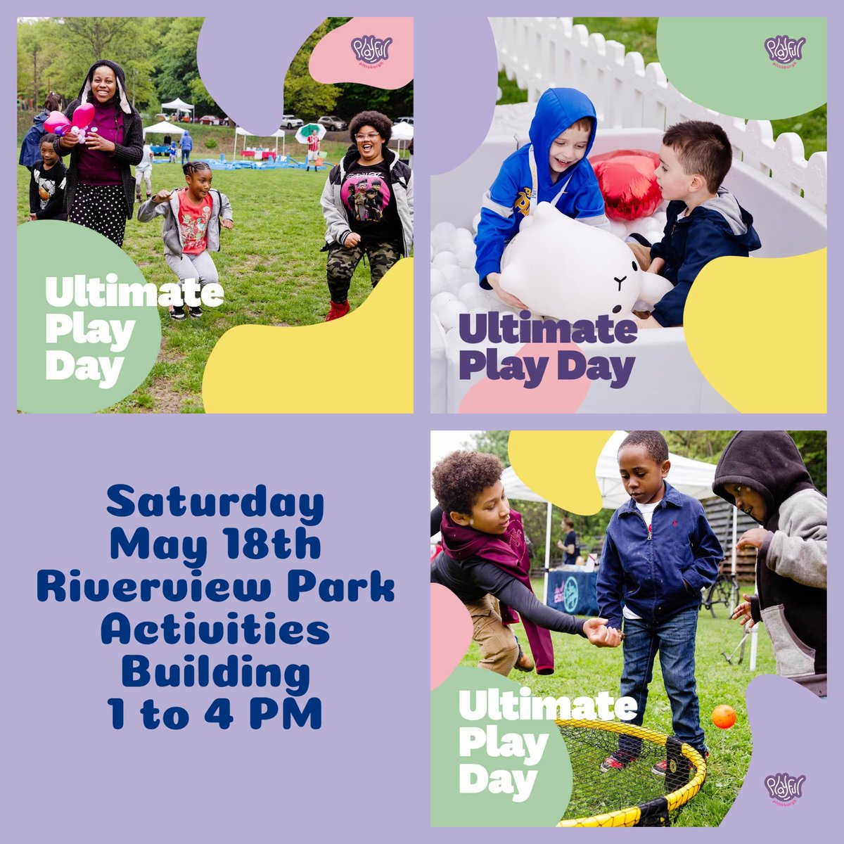 Let’s PLAY @Pittsburgh!  ULTIMATE PLAY DAY is TOMORROW!

Riverview Park Activities Building
Saturday, May 18th from 1 to 4 PM
Register HERE: ow.ly/13BX50Rcmuq

We can’t wait to play!!

@Trying_Together @remakelearning @radworkshere