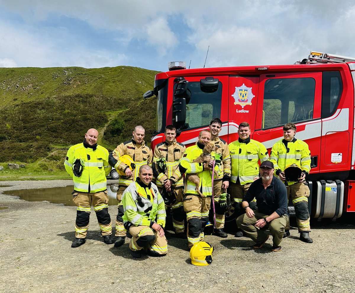 11p2 &amp; 11s1 🐶 Rescue - Clee Hill.

Ruby🐶 unfortunately had fallen down an old concrete bunker whilst out walking with her owners.

Our Crew utilised a triple extension ladder to gain access to the bunker, then carried out the successful rescue of Ruby and her owner. 

#TeamLU