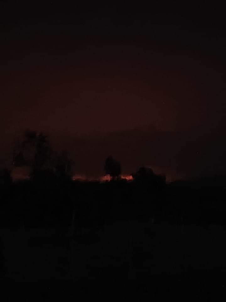 Buthidaung is burning 
The flames can be seen from Maungdaw. The photo was captured with a normal phone from Maungdaw which is more than 30 km away from Buthidaung. It is horrible to imagine the situation there now and mostly Rohingya are surviving in these area