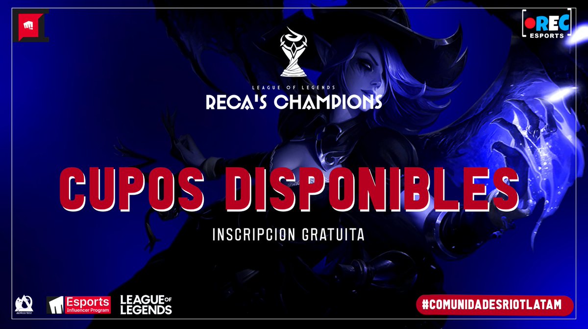 🔥RECA'S CHAMPIONS🔥 ¡Últimos lugares disponibles!😱 Qué esperas, no te quedes fuera. Reúne a tu Team y participen en este torneo qué @recaesports junto a #ComunidadesRiotLatam trae para ti. REGISTRATE AQUÍ ⬇️⬇️⬇️ forms.gle/BZiMuPKVVRMspf… #torneosleagueoflegends