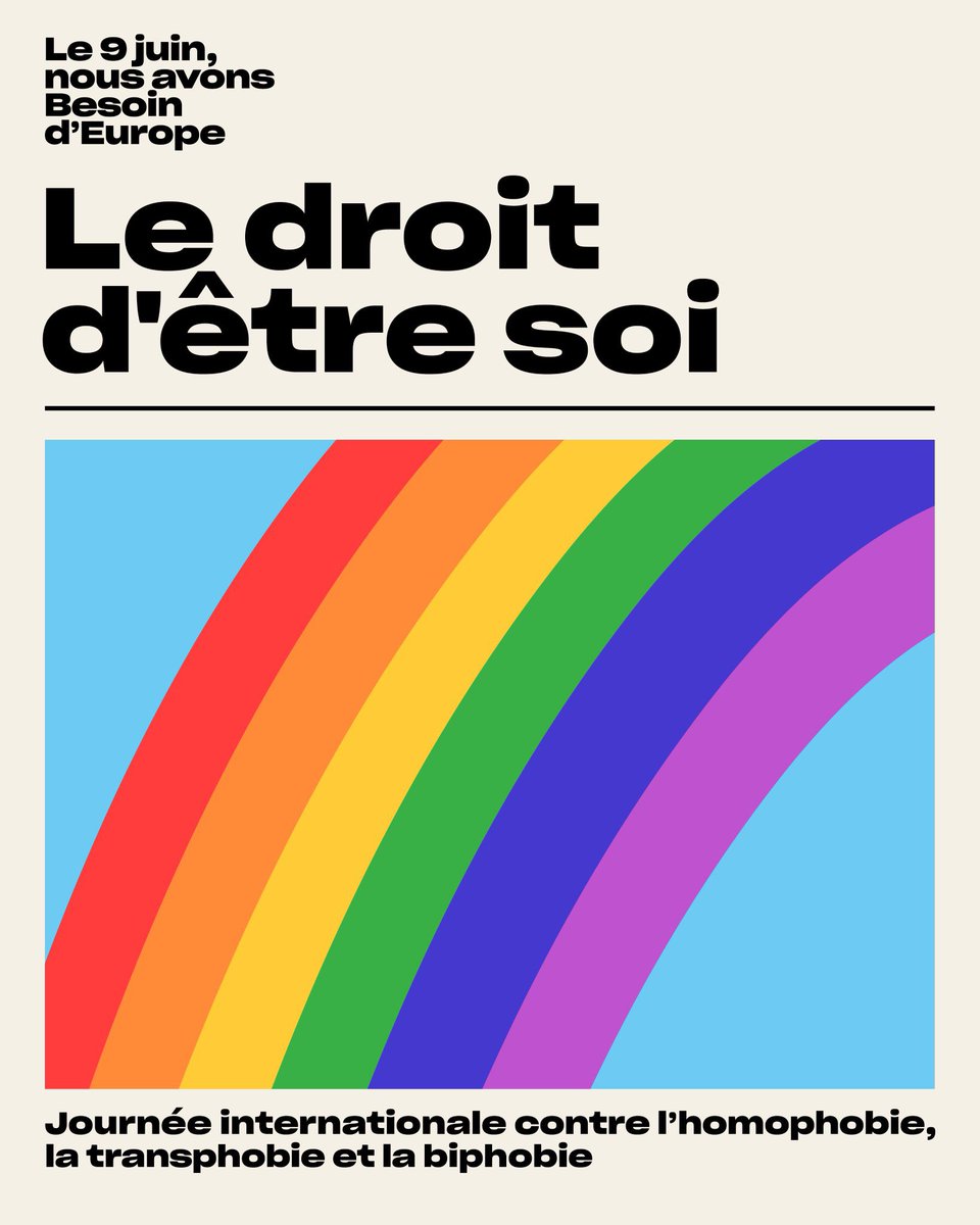 🏳️‍🌈🏳️‍⚧️ Alors que nous célébrons la Journée mondiale contre l'homophobie et la transphobie, il est crucial de se rappeler que la vigilance reste de mise. Protégeons nos acquis et luttons pour plus d'égalité en Europe. Le #9juin, faisons entendre notre voix pour un avenir inclusif