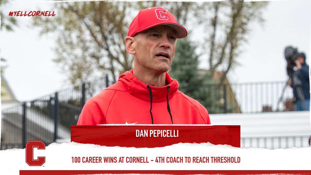 @CornellBaseball With today’s victory, Dan Pepicelli, the Ted Thoren Head Coach of @CornellBaseball, registered his 100th career win while serving as the Big Red’s skipper. The win makes him the fourth Cornell head coach in program history to reach the century mark for wins. #YellCornell
