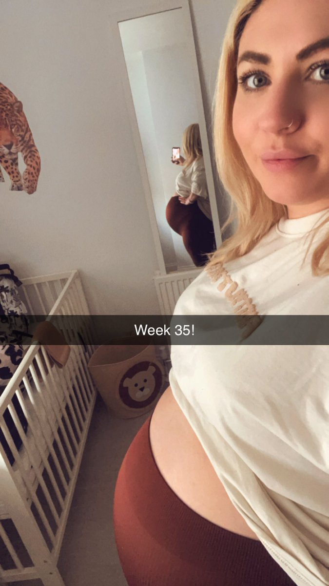 #week35 #5weeksuntilduedate the bumps dropped & baby is head down preparing for his birth day hopefully he doesn’t keep me waiting too long! Dying for those newborn snuggles now 🥰💙#pregnancy #bumpupdate #safarinursery #wealmostthere
