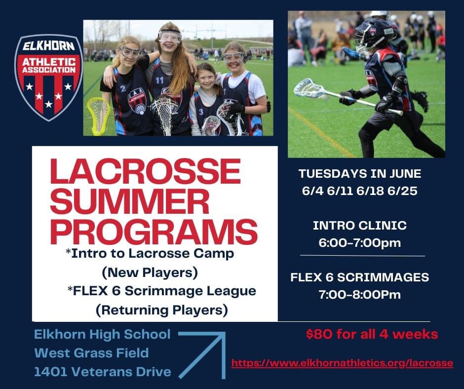 Join us in June and try a new sport or sharpen up your #LAX skills. 🥍@EAA_Lacrosse