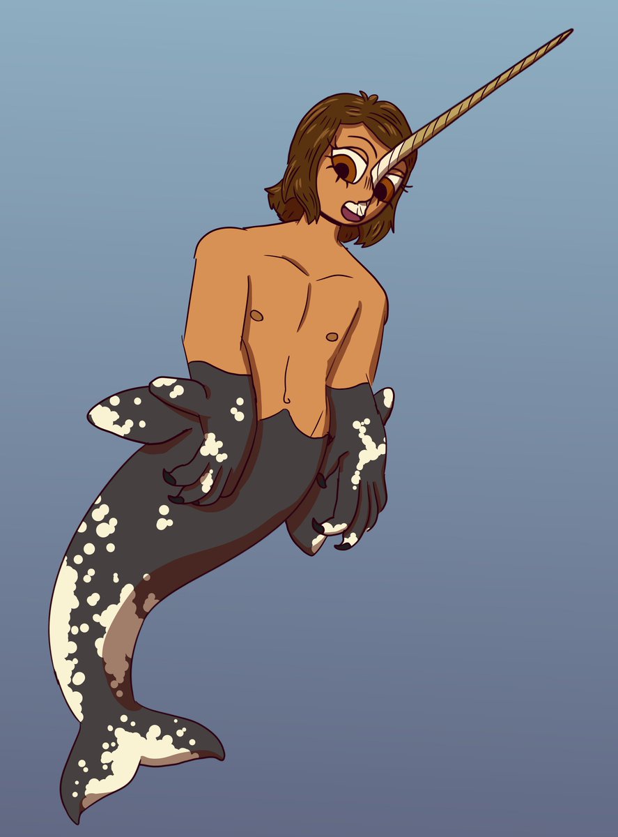 mermay day17: narwhal 
mermaids can reproduce asexually which will always result in a female siren, but male mermaids exist (mostly due to mermaids 'relations' with sailors) these mermen can truly showcase the weirdness of some species