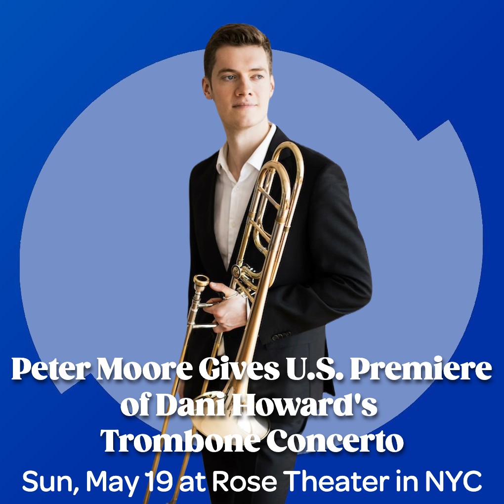 .@londonsymphony principal trombonist Peter Moore makes his New York solo debut in the U.S. premiere of @DaniHoward6's award-winning Trombone Concerto, Sunday at Jazz at Lincoln Center's Rose Theater. Tickets from $15 at ton.bard.edu/events/debussy/