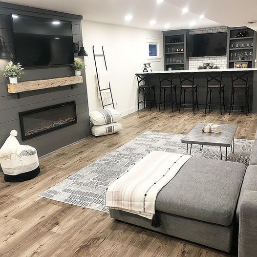 Summer Fireplace Style Inspiration, The Finishing Touch on a Finished Basement -- Touchstone Sideline Elite® Electric Fireplace, photo credit Brie Marie Summer is around the corner - what’s your next home project? As the temperature climbs, we look for the coolest place to relax.