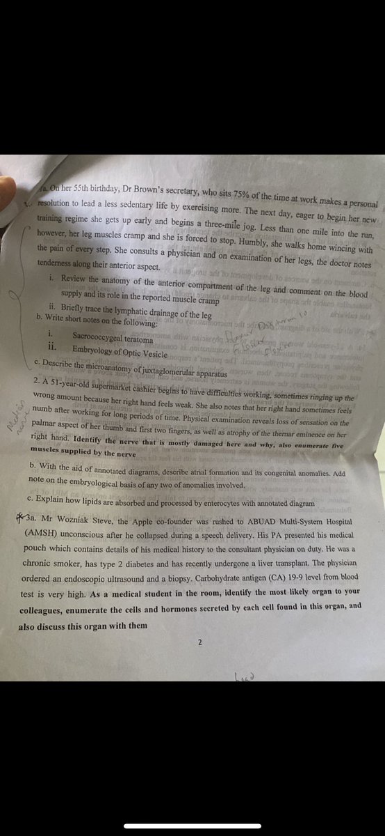 When I wrote Anatomy in 300L (Part 1) MB, I know say write exam. ABUAD, June, 2022.