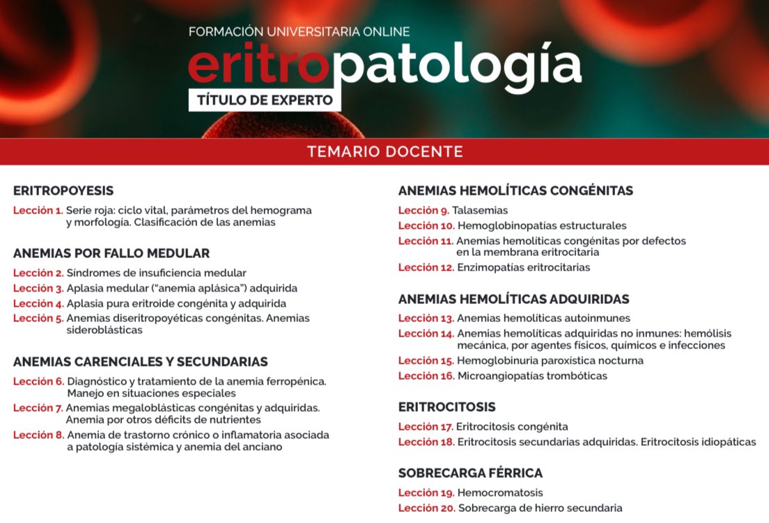 👇👇3/3 ¿Aún queréis más? Pues os hemos preparado Título experto en #eritropatología 🙌🙌🔝🔝