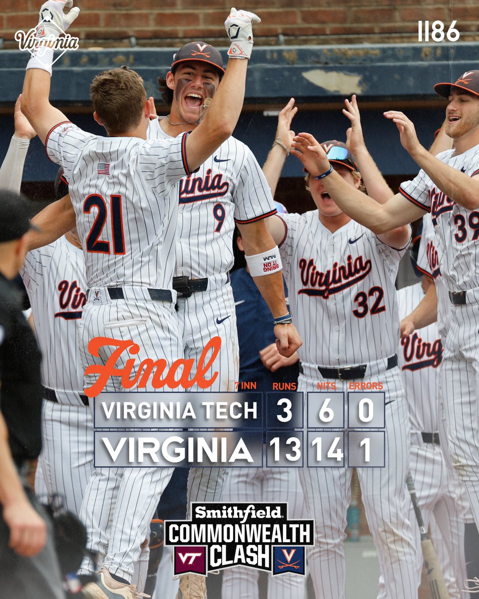 It's a run-rule SERIES CLINCHER! Hoos blast six homers in seven innings, Joe Savino pitches 5 innings of 2-run baseball. Score presented by @SmithfieldBrand #GoHoos