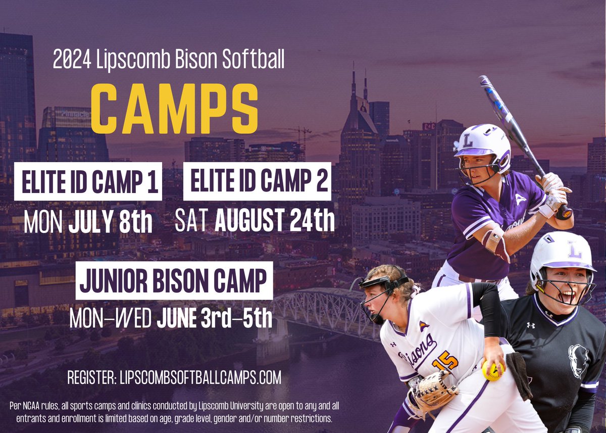 Come hang out with the Bison Softball team and their staff all summer long! Check it out at the link below ⬇️ 

Lipscombsoftballcamps.com 

#IntoTheStorm⛈️ | #HornsUp🤘