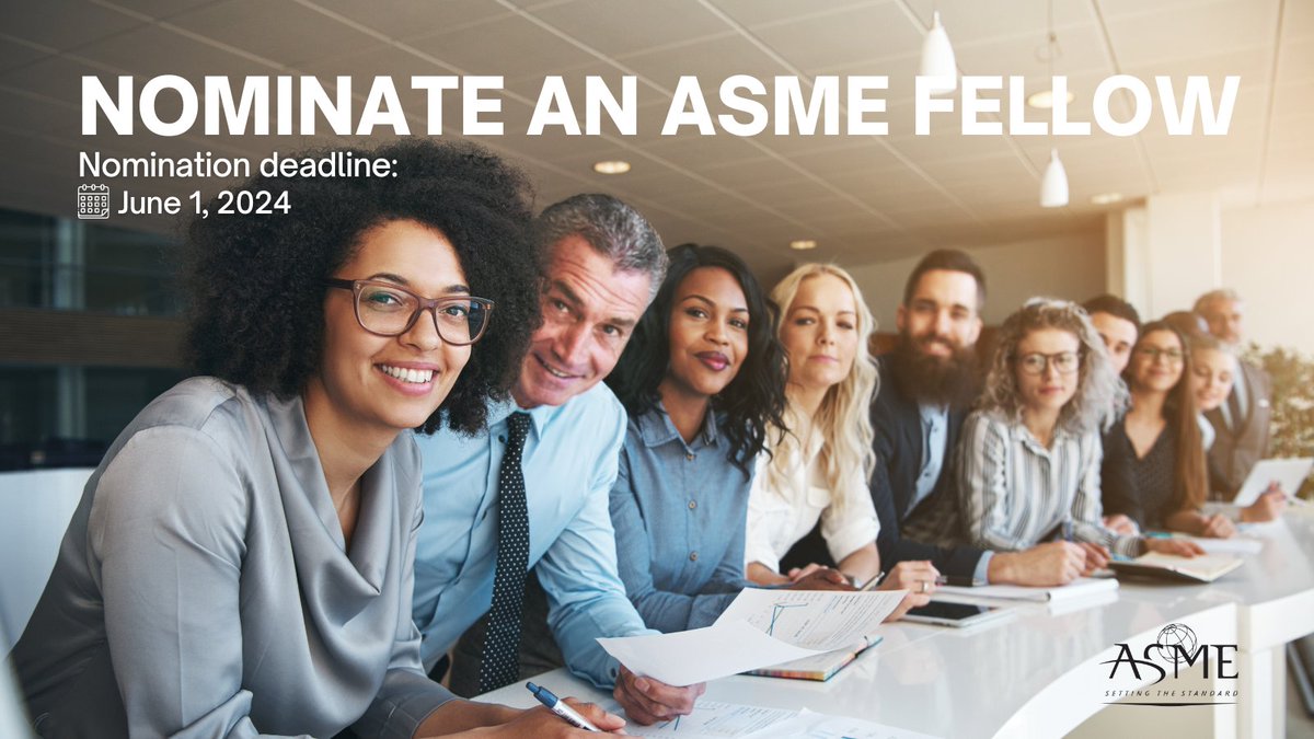 Celebrate an outstanding engineer by nominating them for the Fellow grade of ASME membership. The deadline is June 1, 2024: asme.org/about-asme/hon…