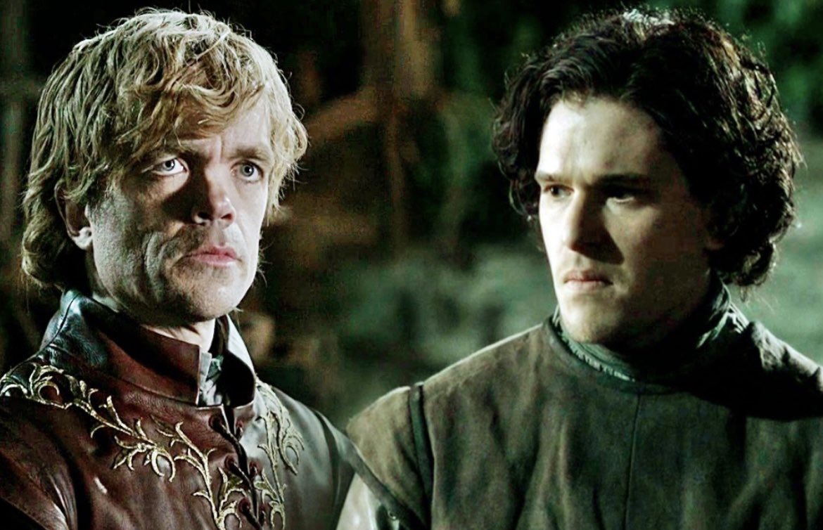 Uno de los mejores diálogos del universo Canción de Hielo y Fuego:📚

—Soy Tyrion Lannister. 

—Lo sé. —Jon se levantó. De pie, era más alto que el enano. Se sintió algo incómodo. 

—Y tú eres el bastardo de Ned Stark, ¿no? —El muchacho sintió un frío que lo atravesaba. Apretó
