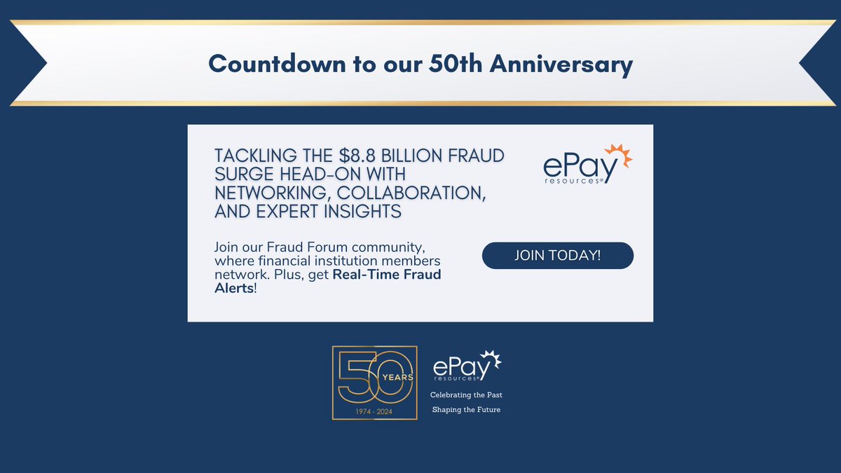 Day 6 of 50 - Join Our Fraud Forum! 🔍

Fraud recognition, prevention, and mitigation are critical components of your payments strategy.

👉🏼Learn More: epayresources.org/My-ePayProfile…

#payments #fraudawareness #memberbenefits #banks #creditunions