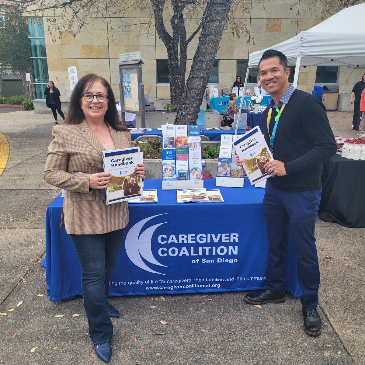 AIS Representative,  Matthew Parcasio, and Caregiver Coalition of San Diego Chair, Veronica Mitchell at the SDSU CEAL Spring Symposium at Grossmont Healthcare District.  #aging #caregivers #caregiving #writer 
#caregivercoalilitionsd
 <a href="/VeronicaMitch1/">Veronica Mitchell, she/her</a>