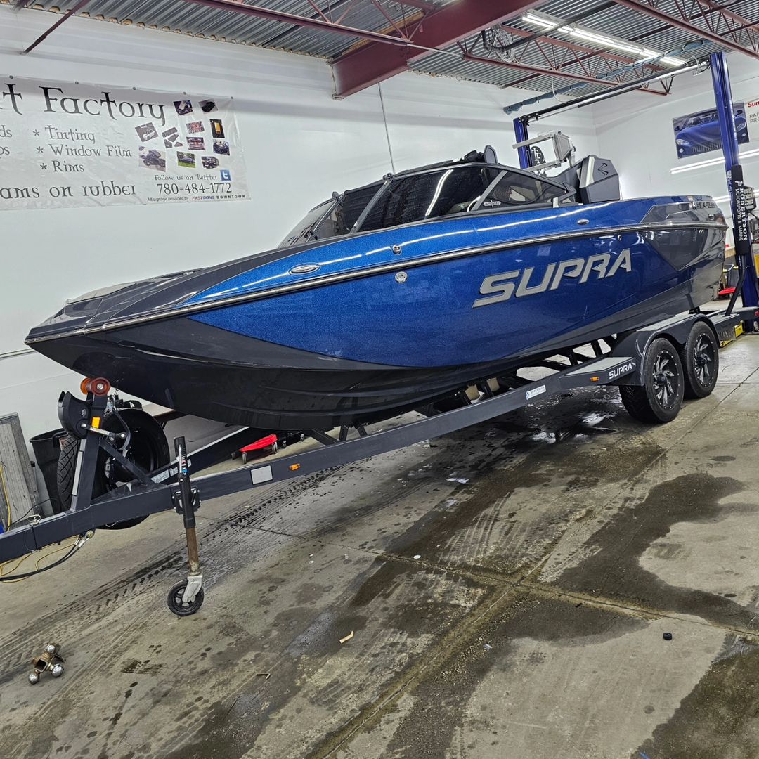 Another @Supra_Boats tinted out 😎 #yeg #tinted #supraboat #ppf