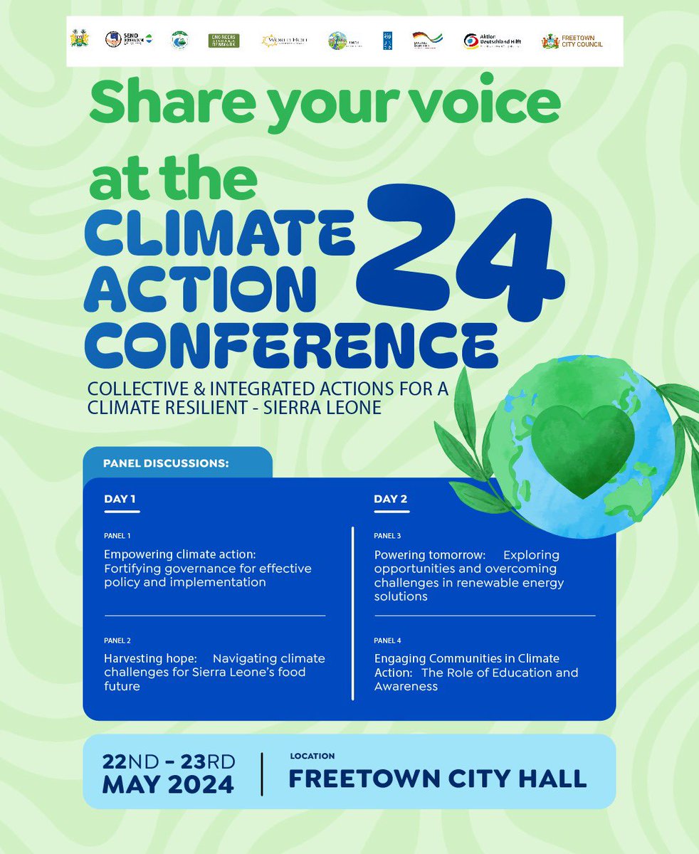Come share your voice <a href="/trocaire/">Trócaire</a> <a href="/EUinSierraLeone/">EU in Sierra Leone</a> <a href="/GERinSalone/">German Embassy Freetown</a> <a href="/UNDPSierraLeone/">UNDP in Sierra Leone</a> <a href="/BMZ_Bund/">Bundesentwicklungsministerium</a> @TerraTechNGO <a href="/FAOSierraLeone/">FAO in Sierra Leone</a> <a href="/ChristianAidIrl/">Christian Aid Ireland</a> <a href="/UmaruFofana/">Umaru Fofana</a> <a href="/SendSierraleone/">SEND SierraLeone</a> <a href="/CARE_SL_L/">CARE SIERRA LEONE AND LIBERIA</a> <a href="/SLAJ_Salone/">SLAJ Salone</a> <a href="/SLAWIJ20/">Sierra Leone Association of Women in Journalism</a> <a href="/ejfoundation/">Environmental Justice Foundation</a> <a href="/EnergyAlliance/">Global Energy Alliance for People and Planet</a> <a href="/josephus_j/">Josephus J. Ellie</a> <a href="/IrlEmbFreetown/">Ireland in Sierra Leone</a>