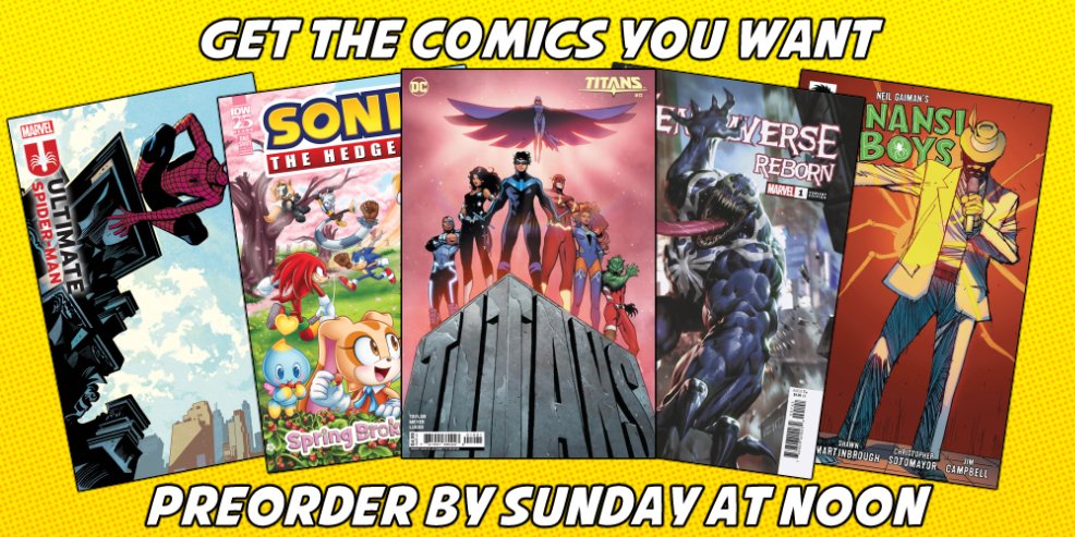 This week's preorders! They're here!
shop.thecomicsplace.com/pages/weekly-p…