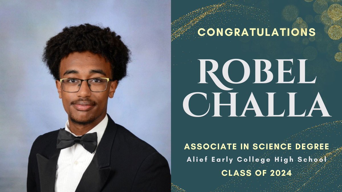 Recoginizing Robel Challa for our #aechsseniorspotlight. Robel earned an Associate in Science Degree from HCC and will attend University of Houston to study Computer Science. Congratulations, Robel!