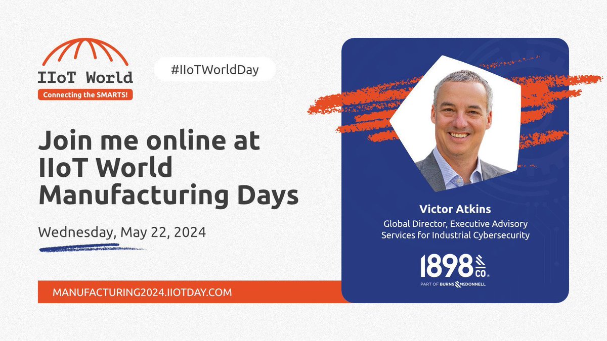 Thrilled to have Victor Atkins, Global Director of Industrial Cybersecurity at @1898andCo, at #IIoTWorldDay! Join us as Victor shares expertise on securing critical infrastructure and more! buff.ly/49lF0dW #sponsored #fortinet_ics #manufacturing #cybersecurity #mfg