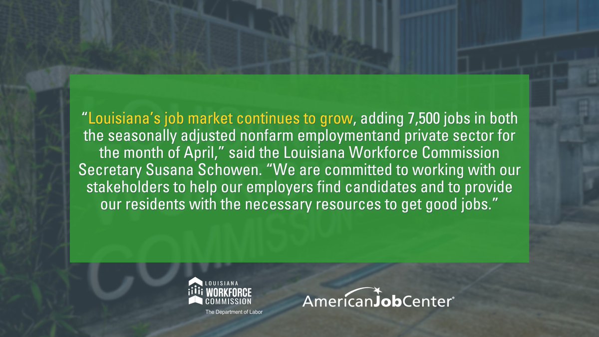 New Press Release out now! Read the full release here: shorturl.at/I52Sp #LouisianaWorks #LAWorks