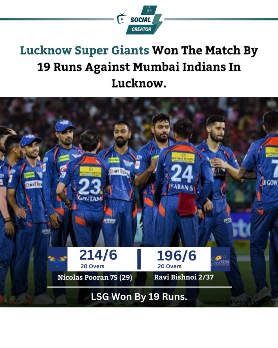 LSG Winner..

#thesociocreator #trendingnews #dailynewsupdate #cricketupdate #news #winner #lsg