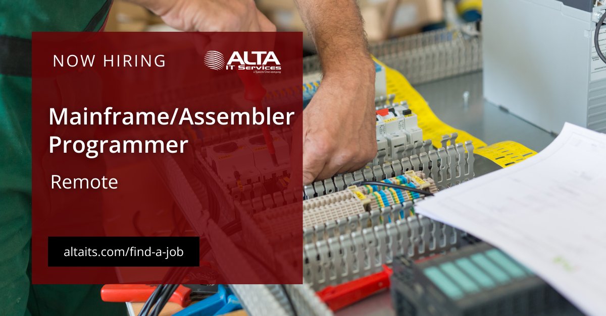 ALTA IT Services is #hiring a Mainframe/Assembler Programmer for #remote work.
Learn more and apply today: ow.ly/60FK50RJTOF
#ALTAIT #MainframeJobs #AssemblerProgramming #COBOLJobs #RemoteWork #ITJobs #HiringNow #TechJobs #AgileDevelopment #JobOpening