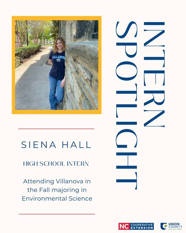 Congrats to CHS student, Siena Hall, for the great work as a CTE intern at the Union County Agriculture Center! @aghoulihan @ucpsnc @ucpsnccareers