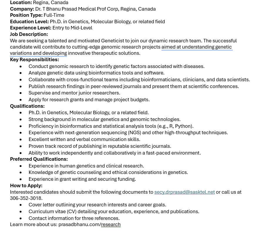 LPHS_Regina (@lphs_regina) on Twitter photo We are Hiring!! <a href="/CSNSCN/">CSN</a> @CORD <a href="/GeneticistsCCMG/">CCMG-CCGM</a>
<a href="/GECKOgenetics/">GECKO</a>
Come join us in our #raredisease #research We are Hiring!! <a href="/CSNSCN/">CSN</a> @CORD <a href="/GeneticistsCCMG/">CCMG-CCGM</a>
<a href="/GECKOgenetics/">GECKO</a>
Come join us in our #raredisease #research