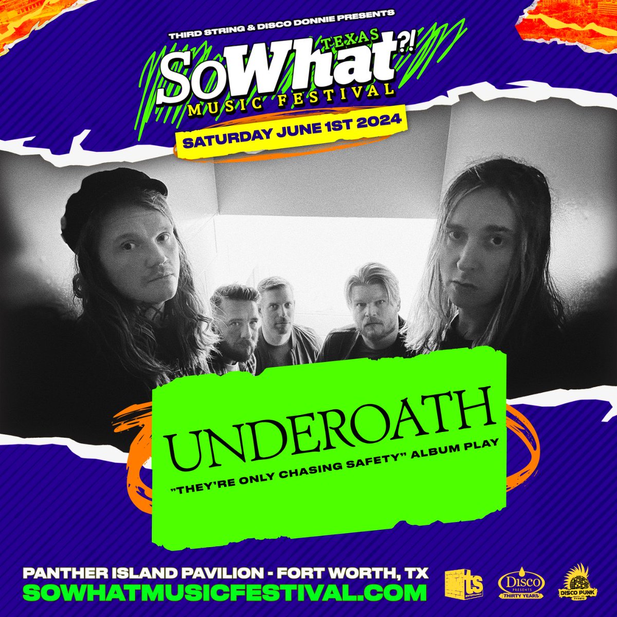 Just over 2 weeks til we're celebrating the 20th anniversary of the iconic @UnderoathBand album - They're Only Chasing Safety. What songs are you excited to scream your lungs out to? Don't miss out 🤘 sowhatmusicfestival.com