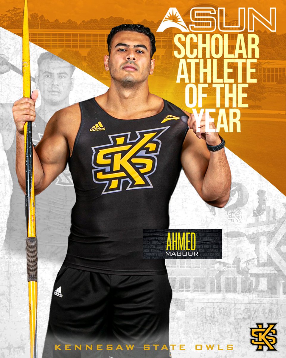 Congratulations to the 2024 Men's Outdoor #ASUNTF Scholar-Athlete of the Year! ⬇️📚 🟡Ahmed Magour, @KSUTrackFieldXC 📰 | asunsports.org/news/2024/5/14… #ASUNBuilt | #HootyHoo