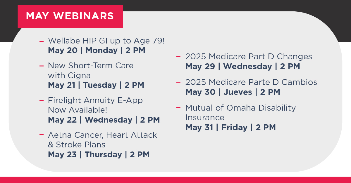 Sharpen your skills and stay ahead with #PFSInsurance #WebinarSeries! 📚🚀 

🗓️ Dive into our May lineup:
 • 2025 Medicare Part D Changes
 • Firelight Annuity E-App Now Available!
 • New Short-Term Care
And more!

Register now: pfsinsurance.com/calendar