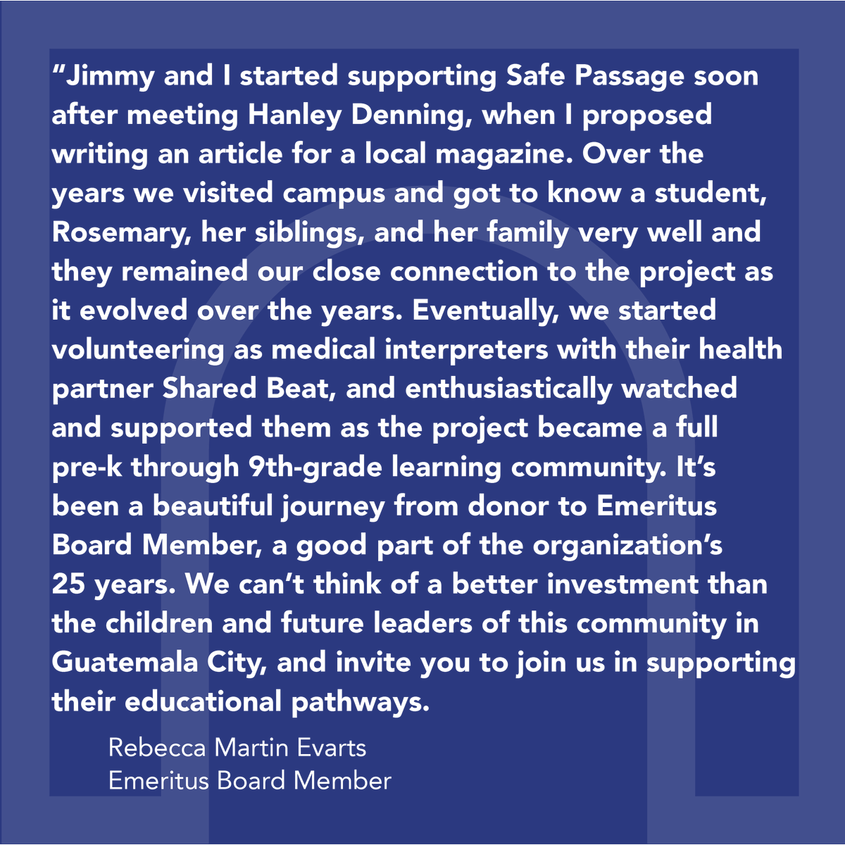 _SafePassage_'s tweet photo. Announcing our Spring Match!
We are very pleased to share that from May 15th through June 15th, every gift made – up to $100,000 – will be DOUBLED, thanks to the generosity of Safe Passage Emeritus Board member Rebecca Martin Evarts and her husband, Jimmy Evarts. https://t.co/s0py0P0DT8
