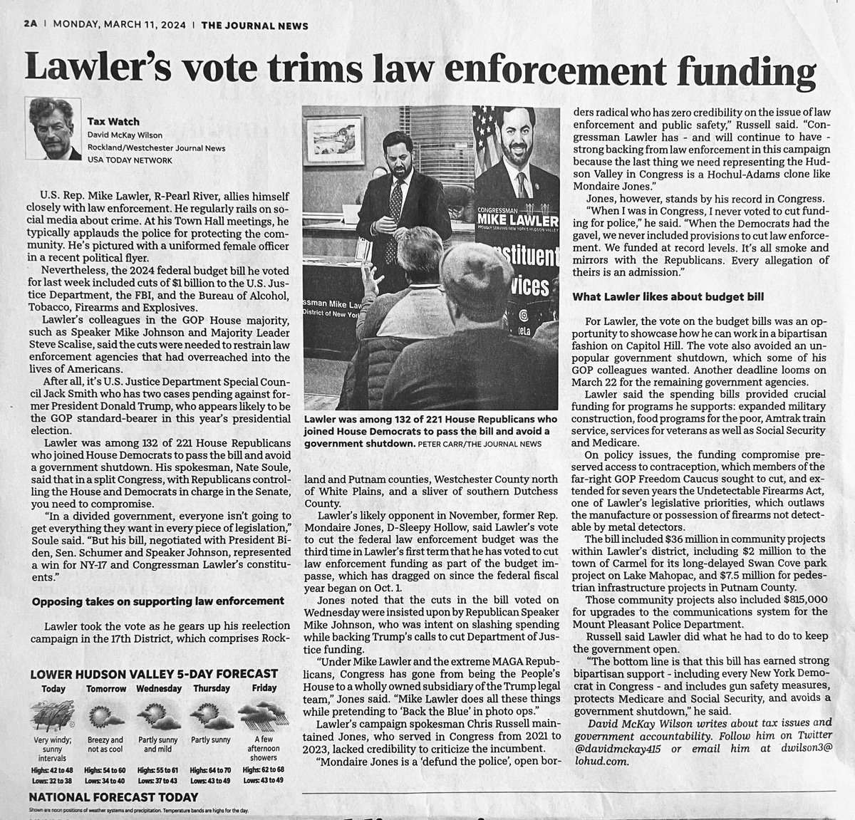 Mike Lawler supports a man for President with 88 felony counts against him, who incited a violent insurrection on January 6th that caused grave harm to law enforcement. Lawler has also voted multiple times to cut law enforcement funding, including this year. So he’s full of shit.