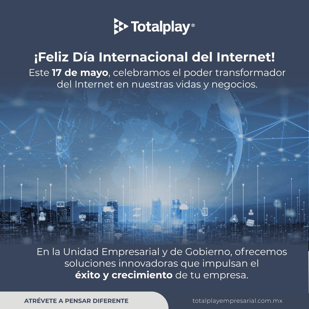 Atrévete a pensar diferente y disfruta de los beneficios de una conectividad robusta y confiable.
Acércate con nuestros especialistas en totalplayempresarial.com.mx 
#diainternacionaldelinternet #innovacion