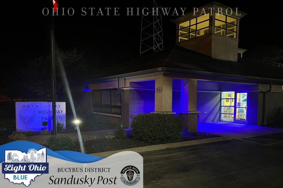 This week, Patrol posts across the state are displaying blue lights to honor those who have made the ultimate sacrifice & support those continuing to serve as part of #LightOhioBlue2024. Here's some more photos from the Bucyrus District.