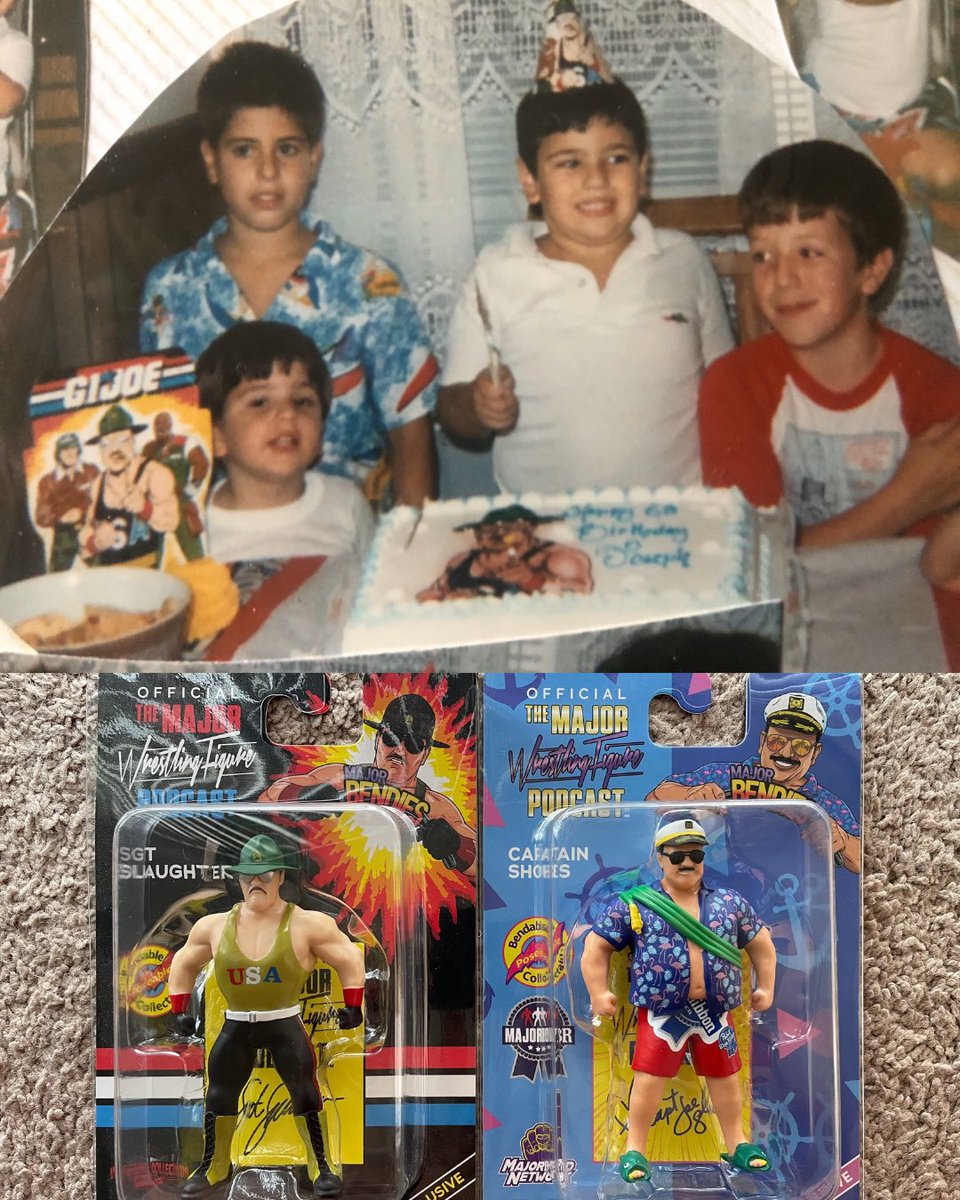 Top: 1987 with @_SgtSlaughter on my birthday cake. Bottom: me and @_SgtSlaughter in the same toyline. La vita è bella.