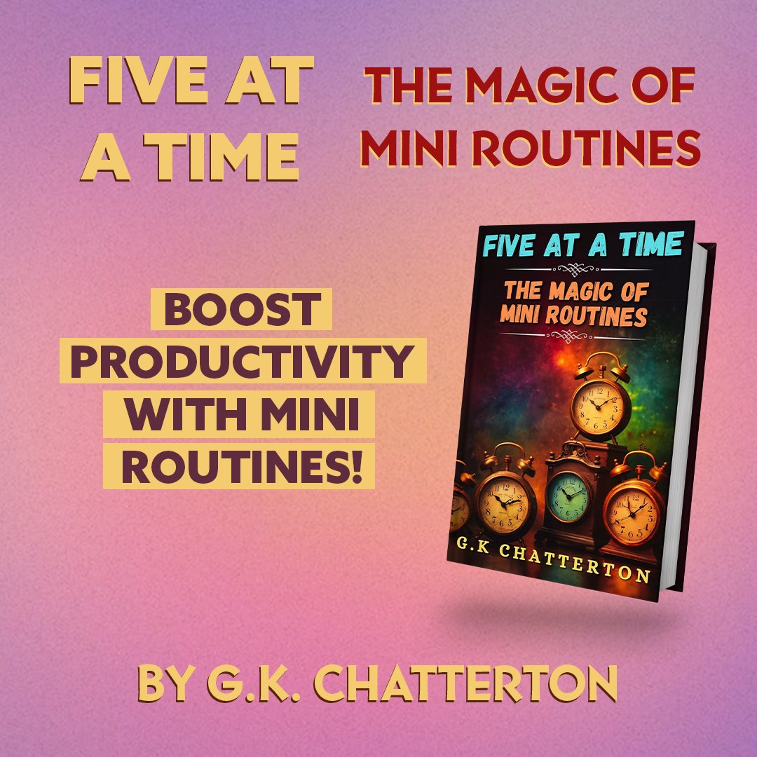 ShoutOUTmyBook's tweet photo. Crack the code of 'Five at a Time': where 5 minutes hold the key to unlocking a treasure trove of tranquility amidst life's chaos.

Join the revolution and rewrite your story, one mini routine at a time! #FiveMinute By @GKChatterton 

Available on - https://t.co/P8dG2pChcC https://t.co/v7hfReb5J0