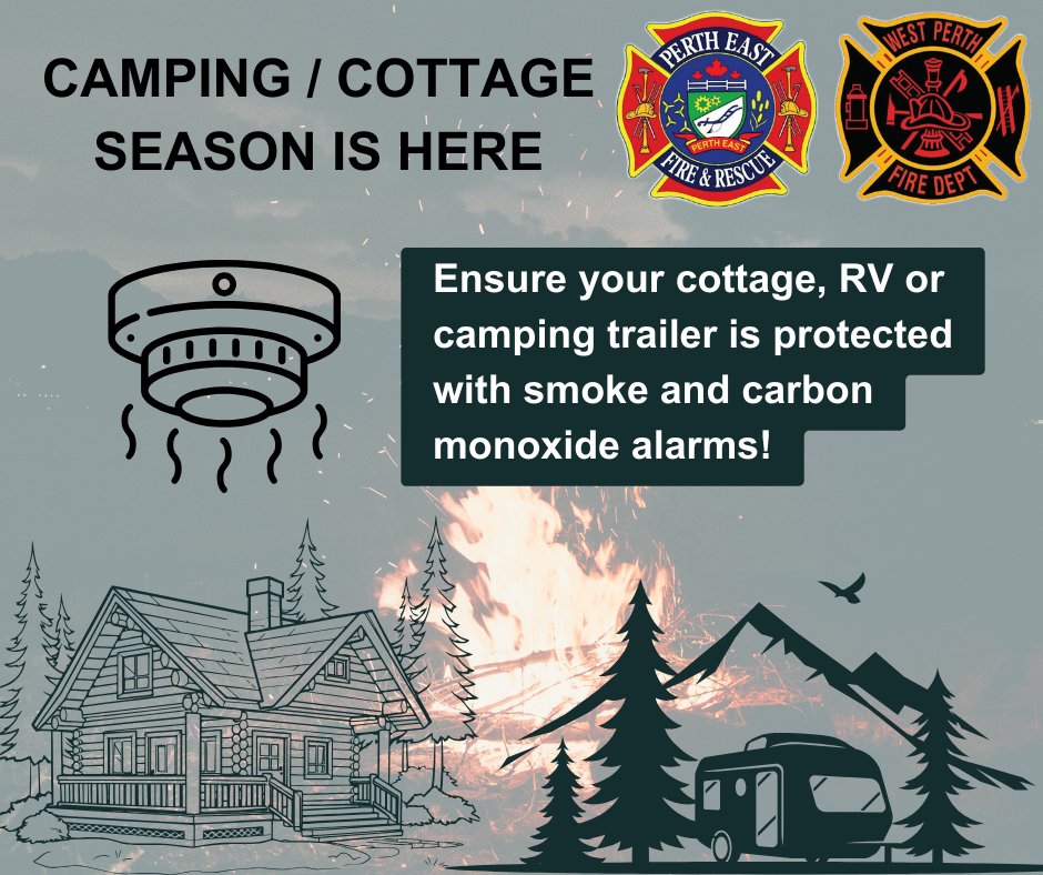 Your home away from home should be protected too!

Install and test #smoke and #CarbonMonoxide alarms! 
#May24 
#VictoriaDay 
#PracticeFireSafetyEverywhere
@pertheast 
@WestPerthON 
@PerthSouthTwp