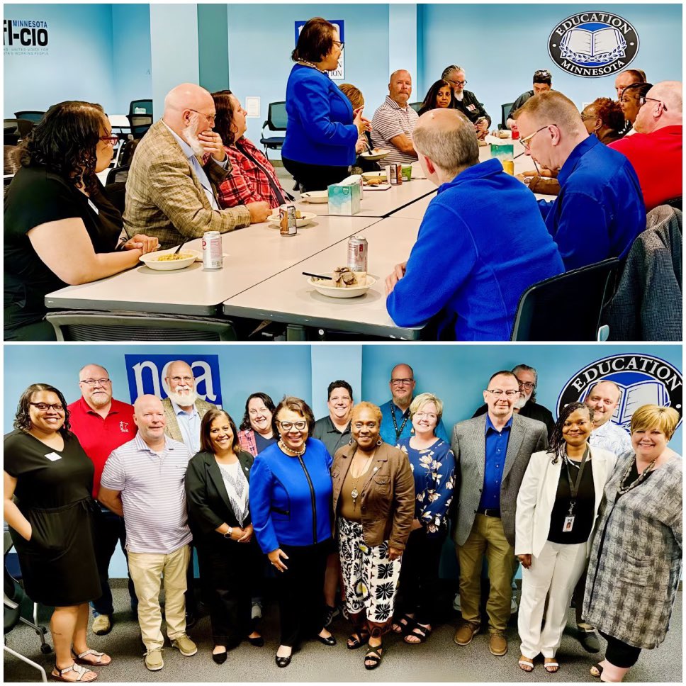 Thanks to the @EducationMN officers & local presidents joining today’s local leaders lunch! I loved getting to spend time with you and hearing your stories. There will always be challenges in the work we do but each of you inspire me!🩷 @NEAToday