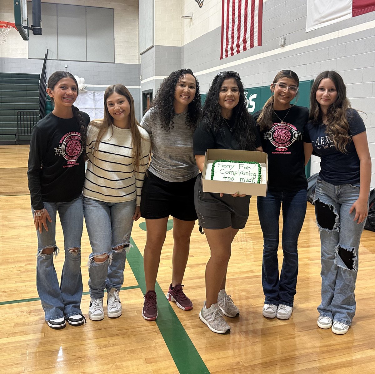 Well they say the first step is admitting your faults…🤣 

Our crazy athletes got us a cake today💚 

<a href="/ClaudiaGMS33/">Claudia De La Garza</a> <a href="/GMSAS_Jaguars/">Gutierrez Middle School</a>