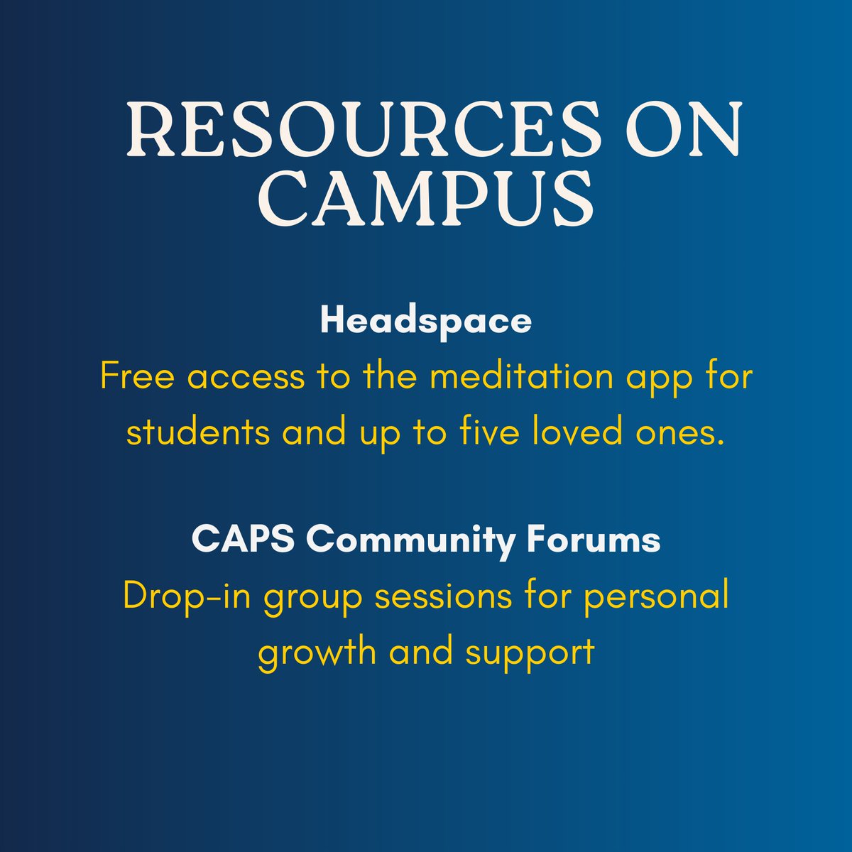 In honor of Mental Health Awareness Month, here are some vital resources available right on campus at UCSD. Visit  CAPS services webpage to learn more: tinyurl.com/2p9wkm2f #UCSD #UCSanDiego #UCSDCSE  #MentalHealthAwareness