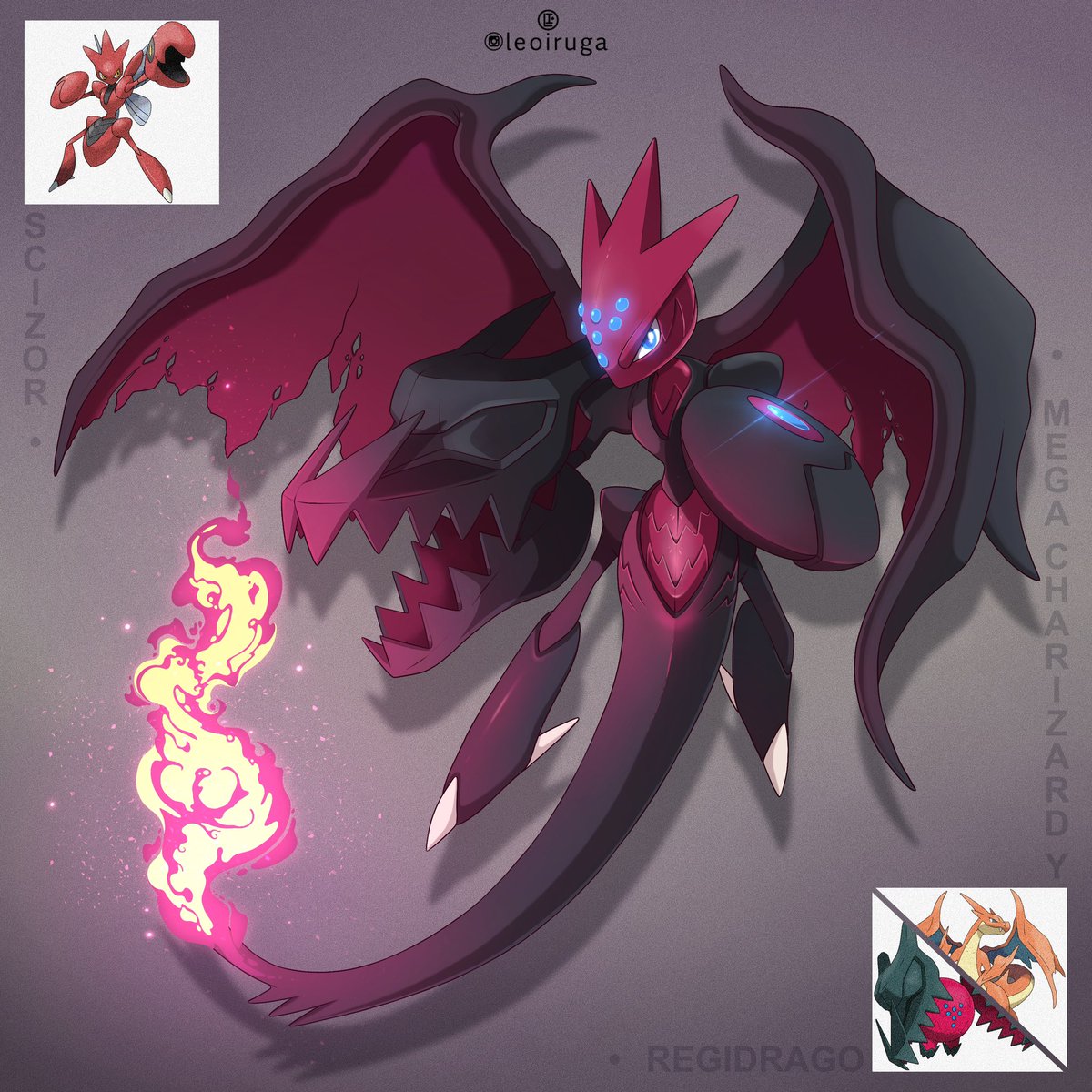 Scizor, Regidrago and Mega Charizard Y Fusion 🔥
(Commission) 

#pokemon #pokemonart #charizard #scizor #regidrago #pokeart #poke #pokefusion