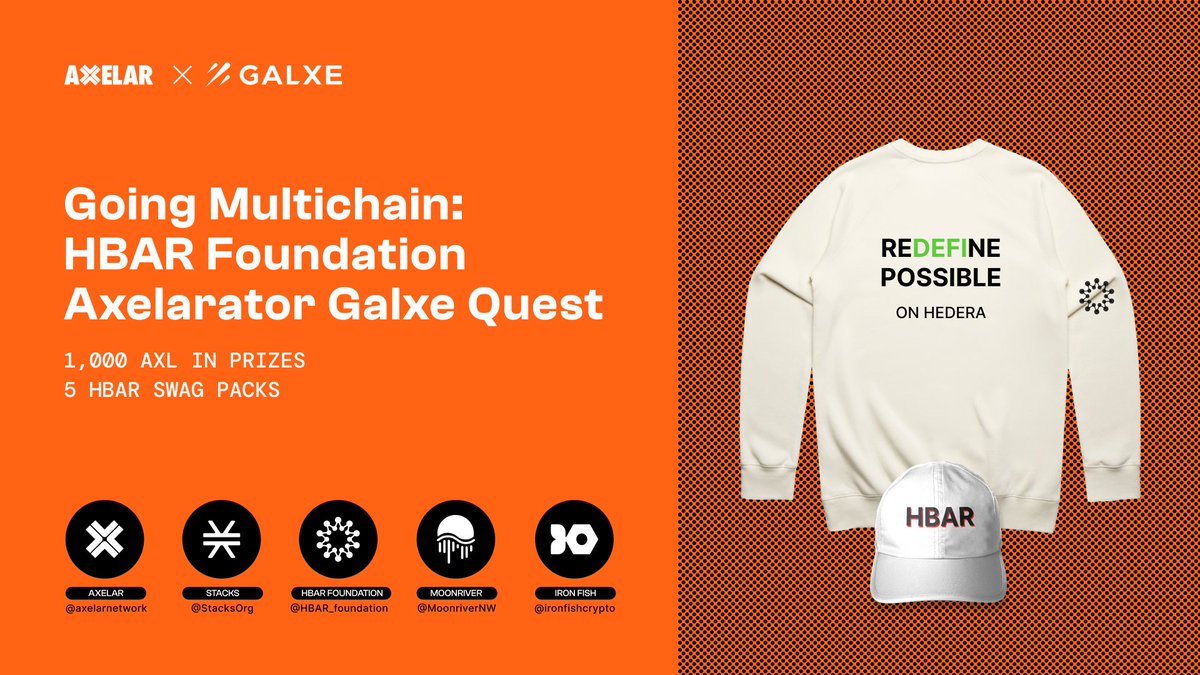 The 4th + final day of the Going Interchain Axelarator @Galxe Quests is in progress, feat. @HBAR_foundation 🦾 ​ Axelar’s Interchain Amplifier will connect @hedera network’s speed, scalability & low fixes fees to users globally 🌐 ​ Learn more + get a chance to win some AXL +