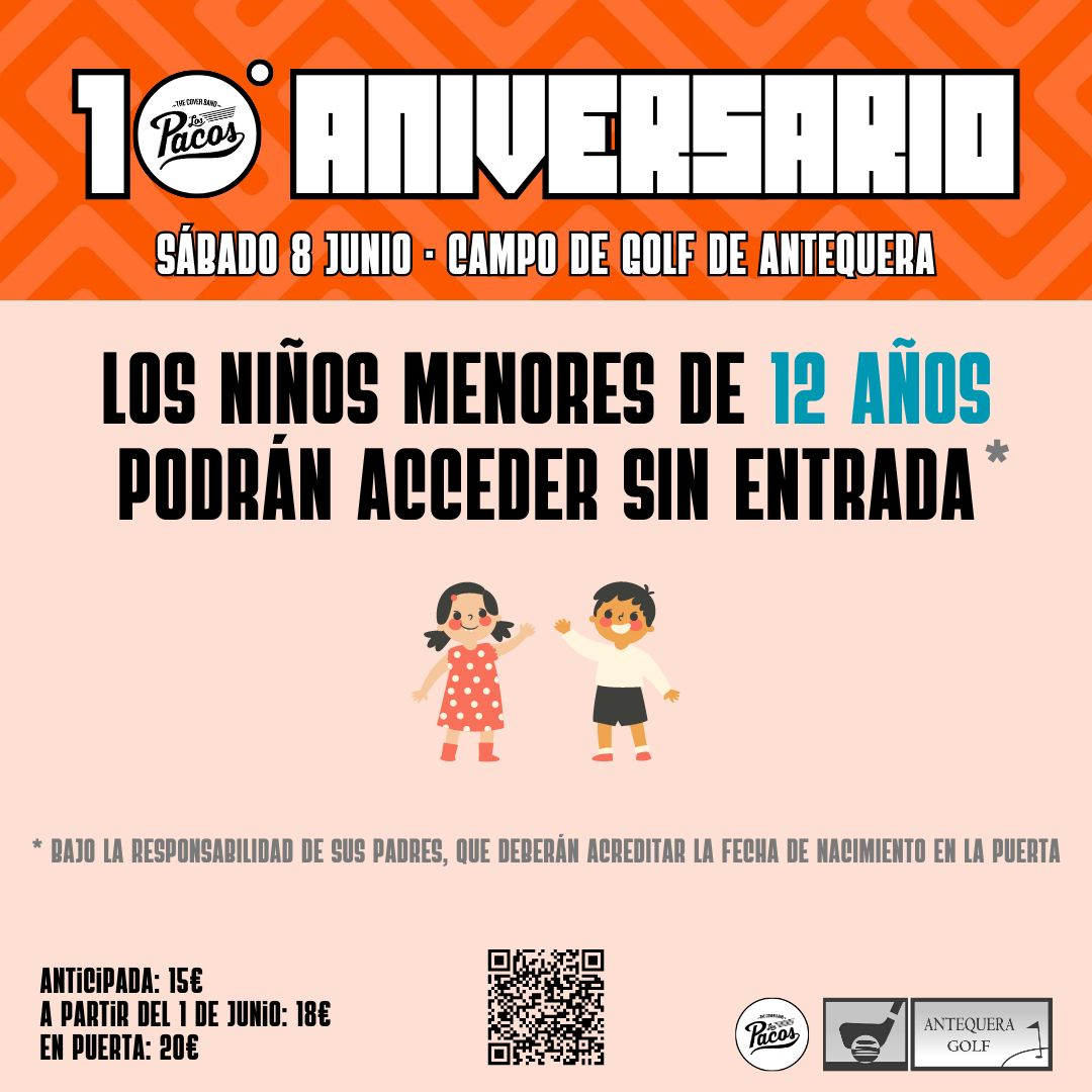 Muchos nos estáis preguntando si podéis llevar a vuestros hijos a la fiesta, por lo que la organización ha decidido que los menores de 12 años podrán acceder sin entrada.

¡Ya no tenéis excusa para venir a celebrar con nosotros!

🎟️ giglon.com/evento/los-pac…

<a href="/AntequeraGolf/">Antequera Golf</a>