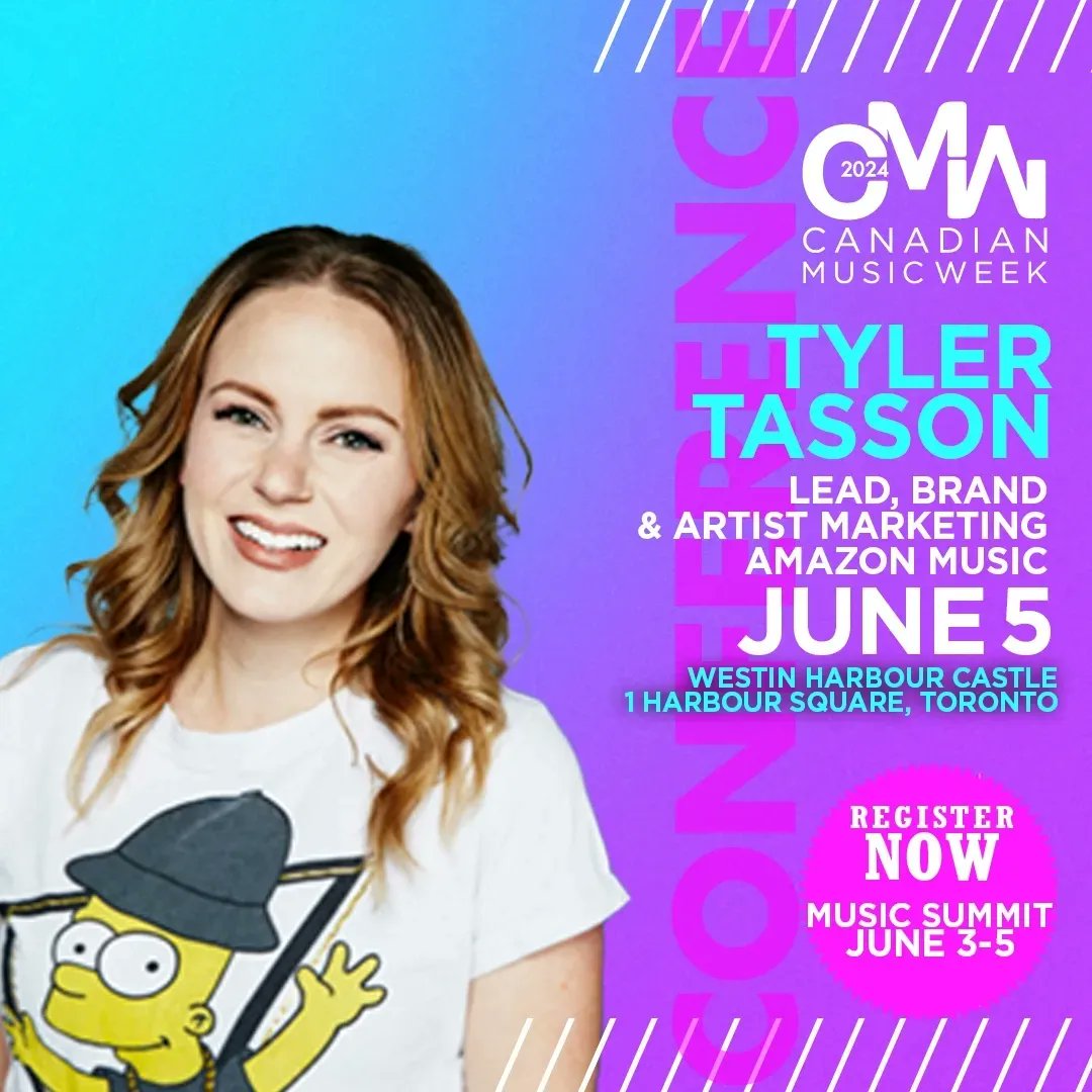 We're thrilled to announce Tyler Tasson as a speaker at #CMW2024 Passes are on sale now! bit.ly/4cZwpAE #canadianmusicweek #musicsummit #musicconference #toronto #TorontoMusic #torontomusicscene #amazonmusic